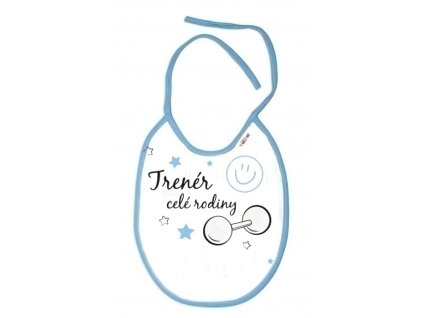 baby nellys nepremokavy podbradnik trener cele rodiny 24 x 27 cm biely s modrym lemom