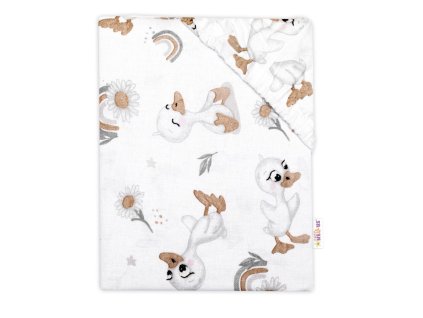 Bavlněné prostěradlo do postýlky, Kačátko, bílá/béžová (Rozměry 1 120x60)