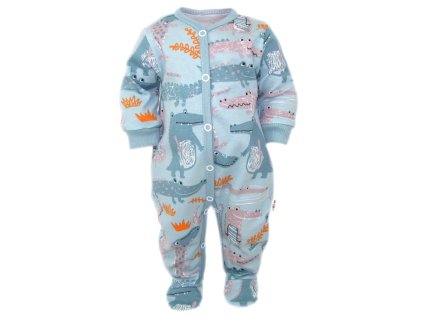 Baby Nellys Kojenecký overálek, pyžámko Krokodýl Eda, mint (Velikost 52 (0-1m))
