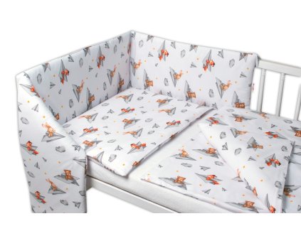 3-dílná sada, mantinel s povlečením Medvídek a kamarádi - bílá, 120x90 cm (Velikost povlečení 120x90)