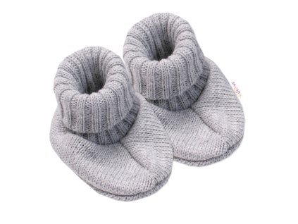 Baby Nellys Pletené botičky/capáčky STAR Hand Made, šedé (Velikost 56/62 (0-3m))
