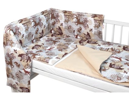 Mantinel s povlečením, 3dílná sada Wild animals, hnědé, 120x90cm (Velikost povlečení 120x90, Rozměry polštáře 40 x 60, Rozměry přikrývky 120 x 90)