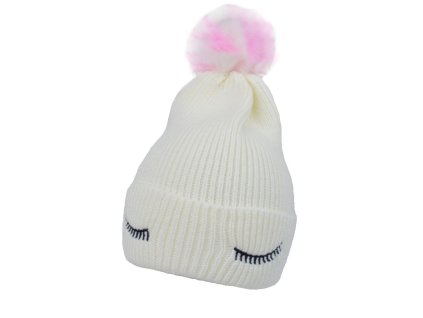 detska zimna ciapka s brmbolcom eyes baby nellys biela vel 46 50 cm