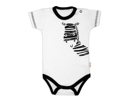 Body krátký rukáv Baby Nellys, Zebra - bílé (Velikost 50 (0-1m))