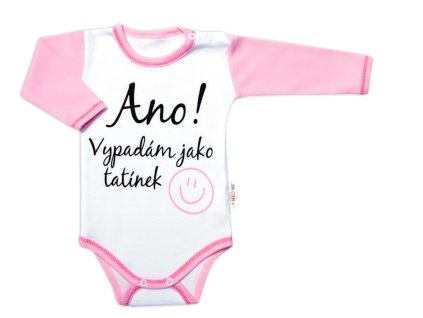 Body dlouhý rukáv s vtipným textem Baby Nellys, Ano! Vypadám jako tatínek, holka (Velikost 56 (1-2m))