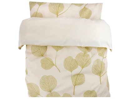 obliecky do postielky kocika 2d sada bavlna leafs lullaby planet ecru zelena