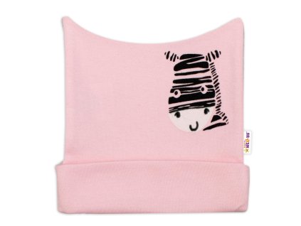 Novorozenecká čepička Baby Nellys, Zebra - růžová (Velikost 56 (1-2m))