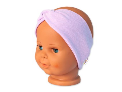 Baby Nellys Bavlněná čelenka dvouvrstvá, lila (Velikost 56/62 (0-3m))