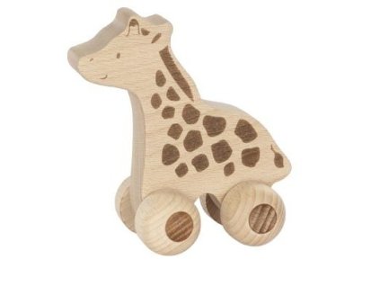 goki edukacna drevena zirafa na kolieskach