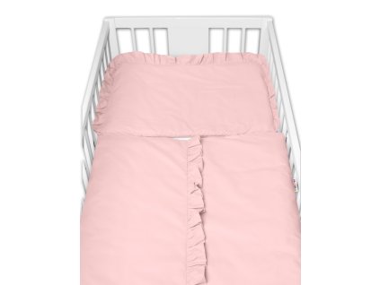 2-dílné bavlněné povlečení s volánkem SOFT, Baby Nellys, pudrově růžové (Velikost povlečení 120x90)