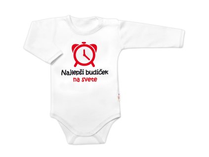 Body dlouhý rukáv Najlepší budíček na svete, Baby Nellys, bílé (Velikost 56 (1-2m))