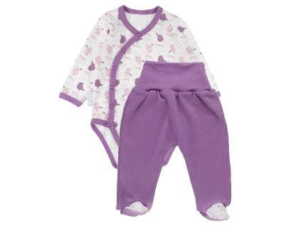 Zavinovací kojenecké body + polodupačky, bavlna, 2D sada, MBaby, Ptáčci - šeříková (Velikost 56 (1-2m))