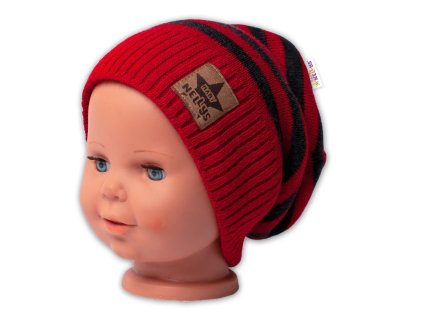 baby nellys jesenna zimni pruzkovana ciapka cervena grafit