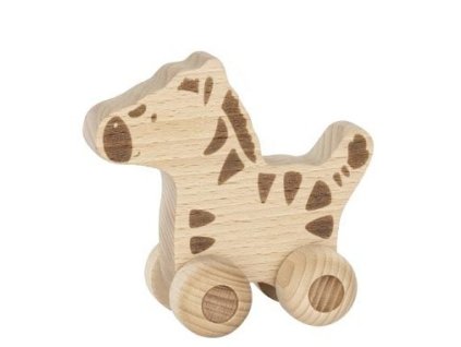 goki edukacna drevena zebra na kolieskach