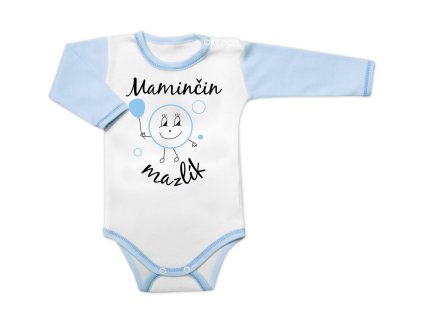 Body dlouhý rukáv s vtipným textem Baby Nellys, Maminčin mazlík (Velikost 56 (1-2m))