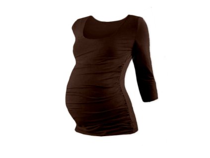JOŽÁNEK Těhotenské triko 3/4 rukáv Johanka - čokoládová (Velikost oblečení M/L)