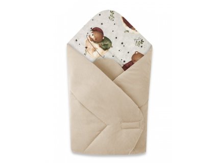 obojstranna zavinovacka bavlna velvet teddy and moon bezova