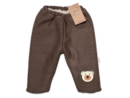 Oteplené pletené kalhoty Teddy Bear, Baby Nellys, dvouvrstvé, hnědé (Velikost 68/74 (6-9m))