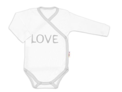 Body dlouhý rukáv Love - zapínání bokem, bílé (Velikost 50 (0-1m))