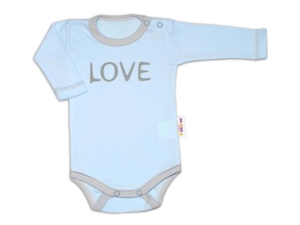 Baby Nellys Body dlouhý rukáv Love - modré (Velikost 50 (0-1m))