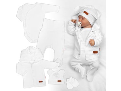 Bavlněná souprava pro miminko do porodnice 5D, Made with love, bílá (Velikost 50 (0-1m))