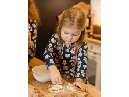 Dievčenské šaty balvnené GINGERBREAD s dlhým rukávom - 134 - Gingerbread potlač modrá