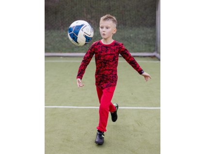 Chlapčenské tričko FOOTBALL s dlhým rukávom - 164 - Football cervena