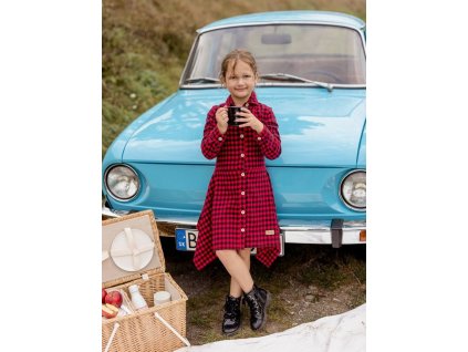 Dievčenské šaty flanelové COMFORT s dlhým rukávom - 110 - Comfort červená