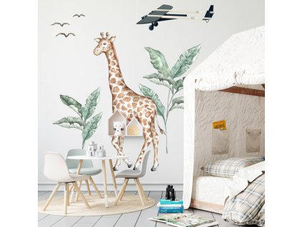 12200 nalepka na stenu savana safari zirafa palmove listy full