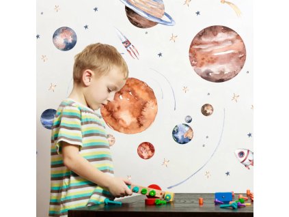 21092 samolepky na stenu nalepky vesmir vesmir rakety astronauti hviezdy planety detska izba full