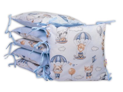 baby nellys bavlneny vankusikovy mantinel lietajuce zvieratka modry