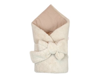 luxusna obojstranna zavinovacka deka podlozka so stuhou bezova