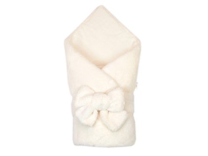 luxusna obojstranna zavinovacka deka podlozka so stuhou smotanova