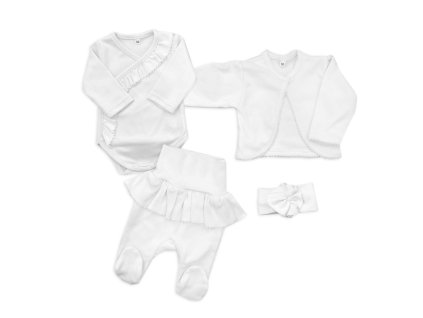 4-dílná bavlněná sada pro miminko do porodnice, bílá (Velikost 50 (0-1m))