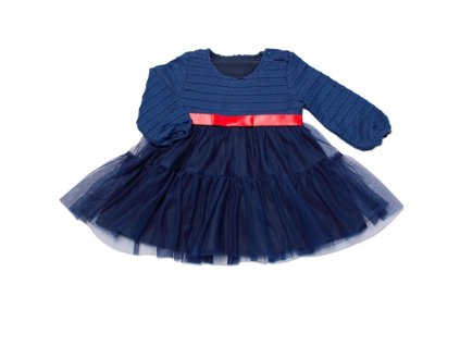 Dívčí bavlněné šaty Lucy s týlem a mašličkou, granát/červená (Velikost 68 (3-6m))