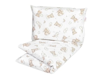 Dětské povlečení, bavlna 2D 140x200/70x80 - Malý medvídek, bílá/béžová (Velikost povlečení 140x200/70x80cm, Rozměry polštáře 70 x 80, Rozměry přikrývky 140 x 200)