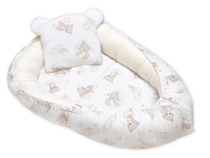 obojstranne hniezdocko podlozka vankusik 3d bavlna maly medvedik biele