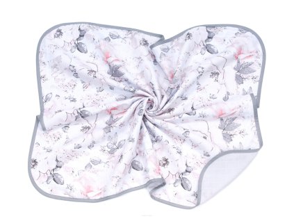 muselinova obojstranna deka decka pivonky pastel seda