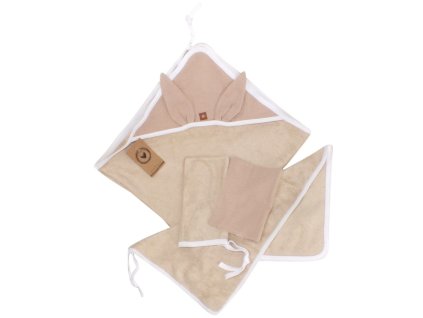 detska luxusna 4d bambusova sada osuska s kapucnou a uterakom 2 zinky bezova