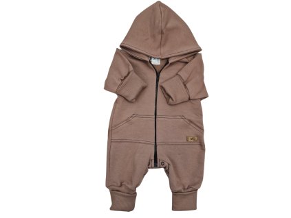 Dětský teplákový overal s prodlouženými náplety, čokoláda (Velikost 80 (9-12m))