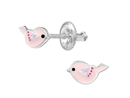 detske strieborne nausnicky vtaciky so skrutkovacou puzetou