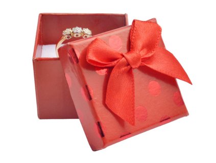 darcekova krabicka na sperky cervena s bodkami