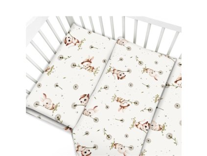 Povlečení do postýlky, bavlna, 2D sada, Kocourek a pampeliška - bílá (Velikost povlečení 120x90)