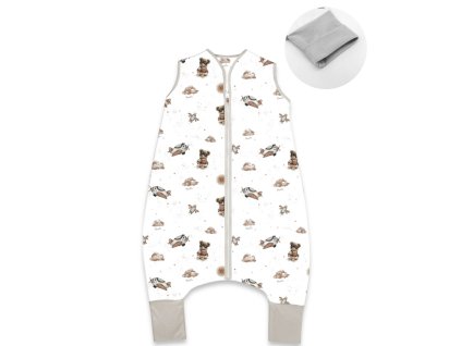 letny spaci vak so zahrnovacimi nohavickami bavlna meda pilot biela bezova vel m