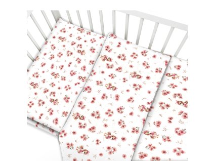 Povlečení do postýlky, bavlna, 2D sada, Kačenky - bílá, pudrově růžová (Velikost povlečení 120x90)