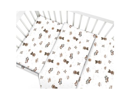 Povlečení do postýlky, bavlna, 2D sada, Méďa pilot - bílá, béžová (Velikost povlečení 120x90)