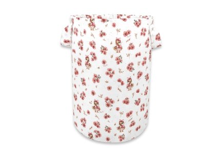 kos na hracky bavlna 50x35cm kacicki biela pudrovo ruzova