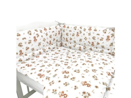 Mantinel s povlečením do postýlky, 3D sada Bavlna, Kačenky - bílá, béžová (Velikost povlečení 120x90)