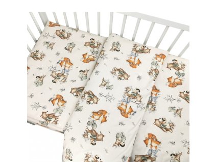 Povlečení do postýlky, bavlna, 2D sada, Friends time - latte (Velikost povlečení 120x90)