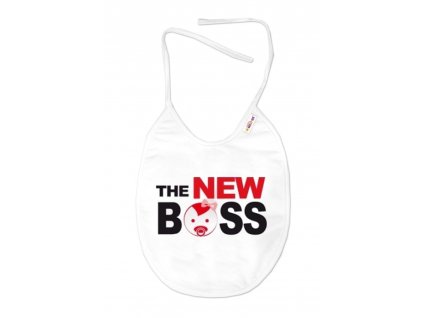 baby nellys nepremokavy podbradnik the new boss 24 x 27 cm biely